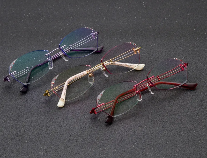 Чашма модные дизайнерские женские очки титановые очки без оправы для градуированных линз чистый титановый светильник оптические очки