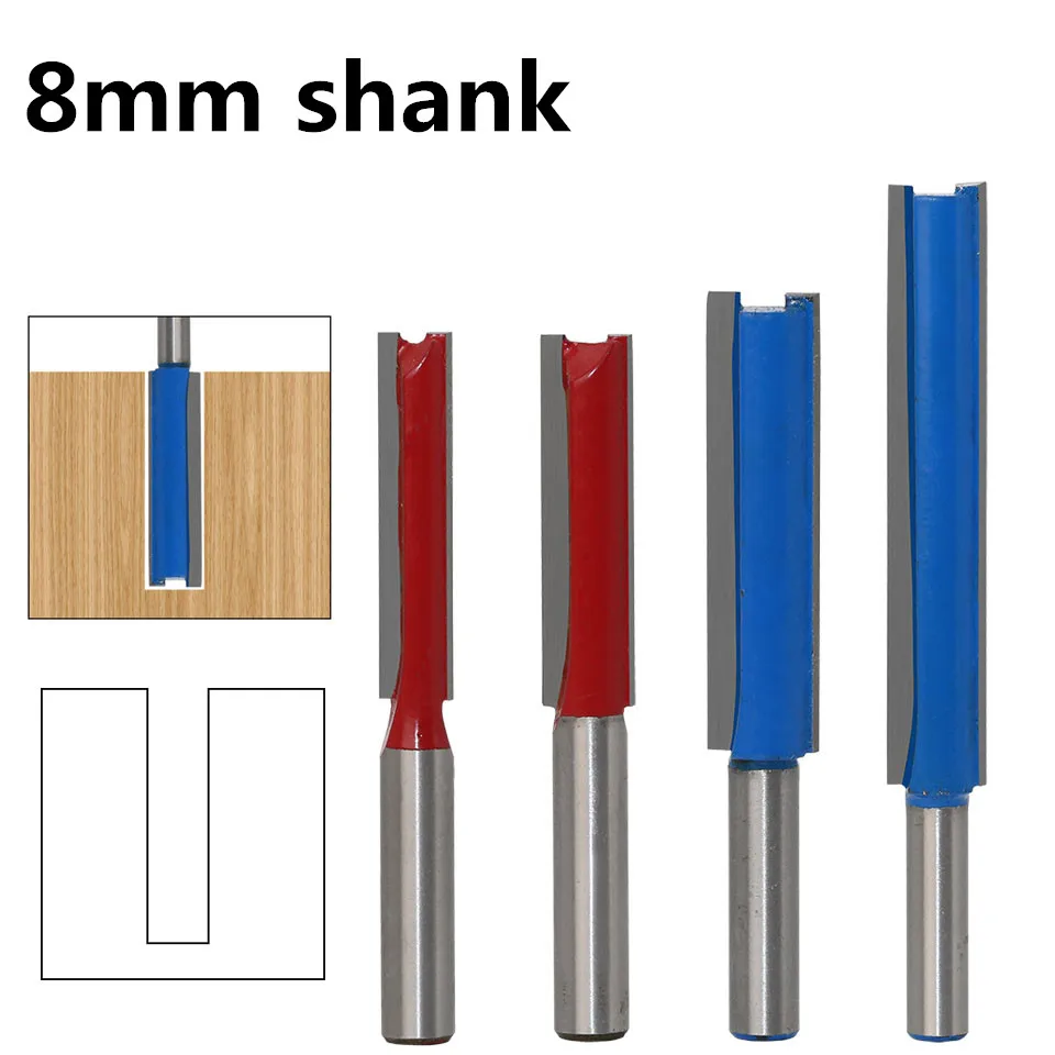 

1PC 8mm Shank Cleaning Bottom Router Bit Long Straight End Mill Trimmer Cleaning Flush Trim Woodworking Tenon Cutter Tools