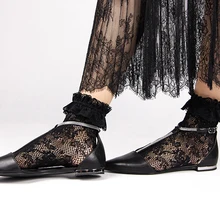 Women Socks Summer Lace Ruffle Soft Pleats Elastic Fishnet Short Sock Ankle Socks