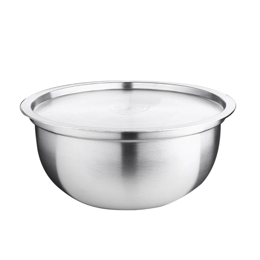 

Large Stainless Steel Catering Washing Mixing Bowl Flat Base with Lid