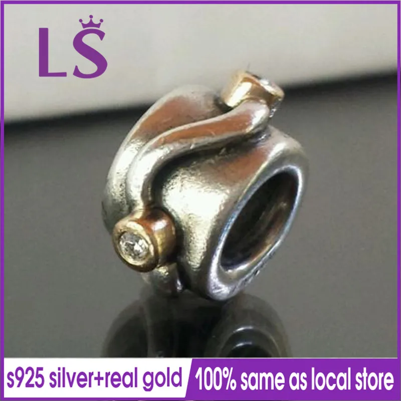 

LS 100% Real S925 Silver&14&K LAURA'S FAVORITE DIA&MOND Charm Bezels Fit Original Bracelets Pulseira Inteligente 100% Original.N