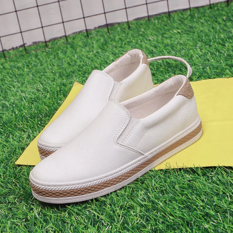 

Women White Shoes 2019 Spring Autumn Fashion Sneakers White Shoes Women Leather Flats Shoes All Match Ladies Causal Board Shoes