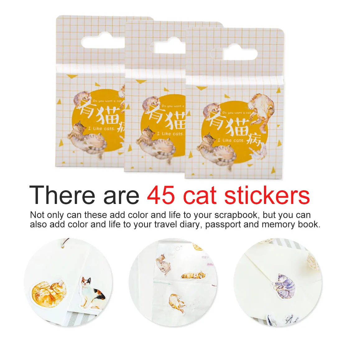 

Diary sticker Stationery Stickers For 45pcs Lazy Cat Meow Decorative Scrapbooking DIY Diary Album Stick Label decoration