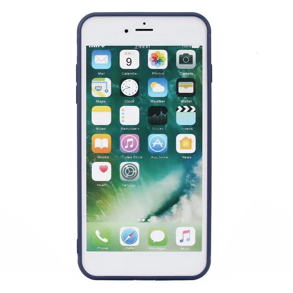 

2pcs Blue Silicone Matte Back Cover Shockproof Protective Phone Case Shell For iPhone 7 Plus