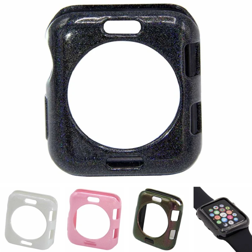 NEW Fashion Watch Bumper Protection Cover For Apple Watch Case 42mm 38mm Series 3 2 1 Glitter Soft Silicone TPU Protector Frame