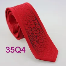 YIBEI coahella Галстуки красный узкий галстук из микрофибры окаймленные с черными Пейсли Галстуки жаккардовые Тканые обтягивающие галстук для мужчин