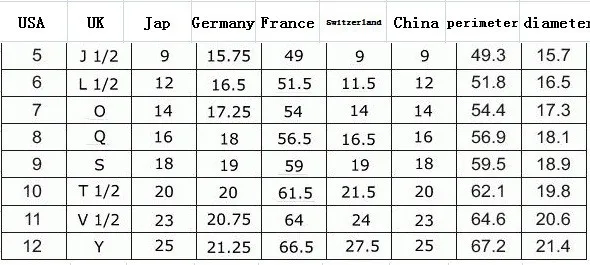 JZ Size chart 