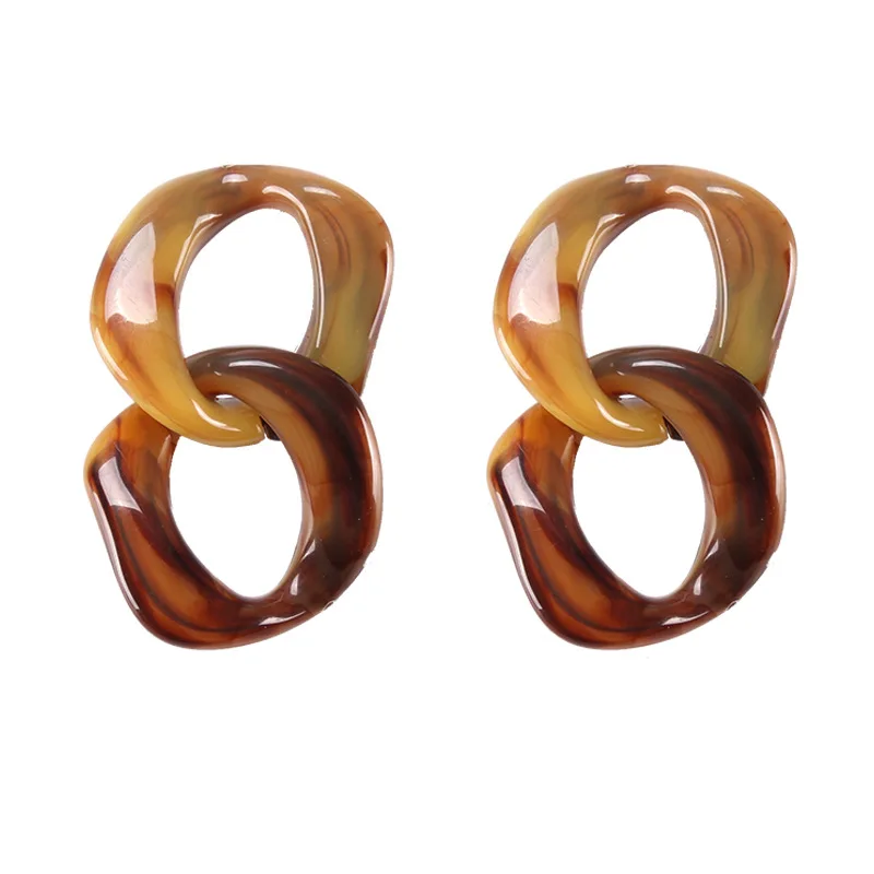 

New Arrival Big Round Multicolored Resin Stud Earrings for Women Vintage Statement Irregular Earrings Bohemian Jewelry Wholesale