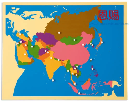 Географические карты Азии Монтессори материалы CE ASTM образовательные зарабатывать игрушки деревянные классические для маленьких детей раннего обучения деревянные 6005