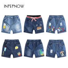 INPEPNOW, летние джинсы детские шорты для мальчиков, стильные джинсовые штаны для мальчиков, джинсовые шорты для девочек, детские джинсовые шорты DK-CZX37
