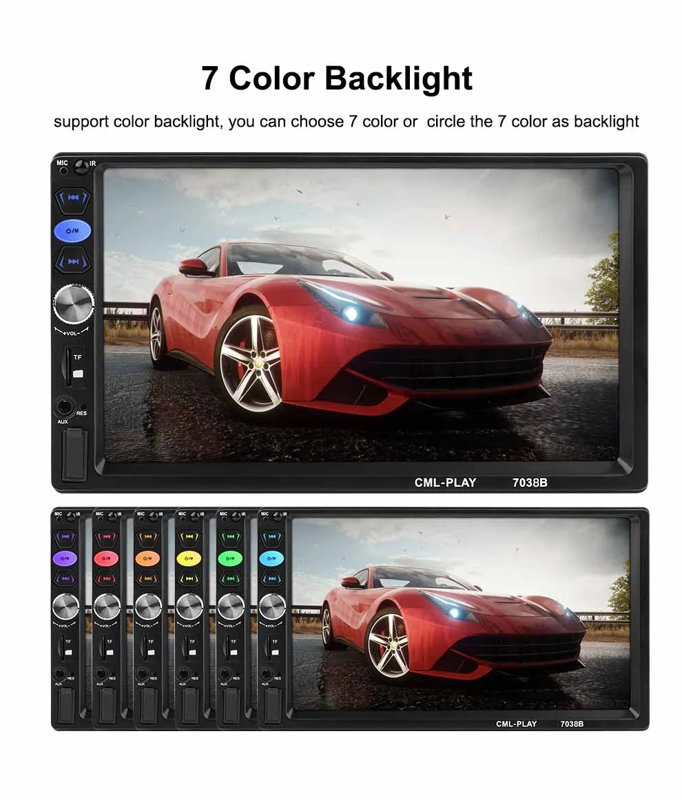 2 din car radio mirror link Android 9.0 Touch Screen Digital Display 7\