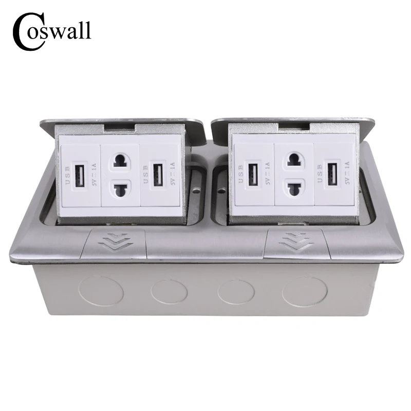 Todo o Alumínio Porto de Carregamento para o Telefone Tomada de Energia com 4 Coswall Vias Painel up Socket Piso Universal 4 Furos Usb Móvel 2 Pop