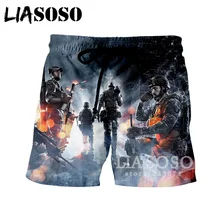 LIASOSO Летняя мода Для мужчин Для женщин шорты 3D принт видеоигра Battlefield пляжные Фитнес Повседневное свободные Забавный Хип-хоп шорты A009-07