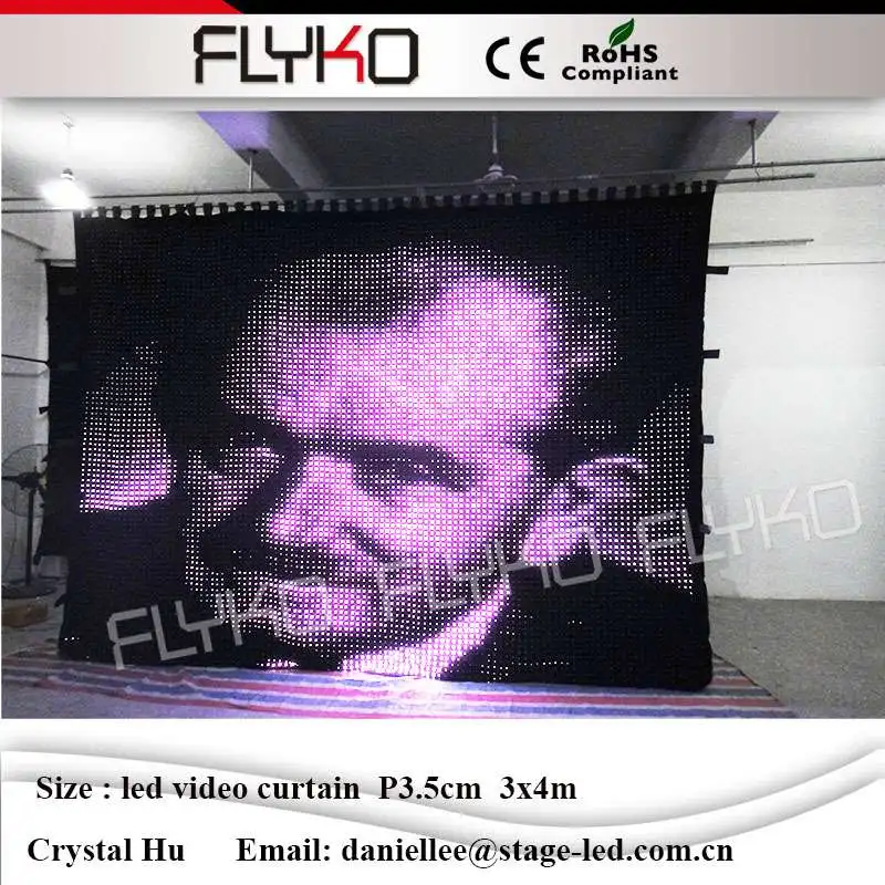 

CE ROHS energy saving P3.5cm 3x4m RGB3in1 led video curtain led spacing curtain