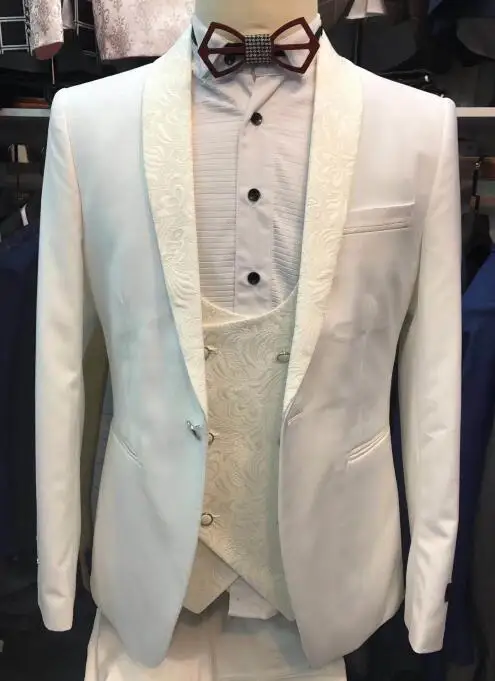 4 Для мужчин свадебные костюмы Slim Fit Комплект из 3 предметов смокинг жениха дружка мастер церемоний Главная сцена куртка брюки жилет певица костюм - Цвет: 4