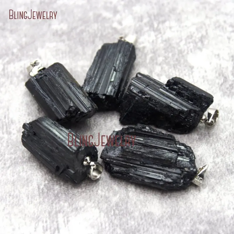 

Silver Electroplated Irregular Shape Black Tourmaline Pendant Approx 26x15mm PM27025