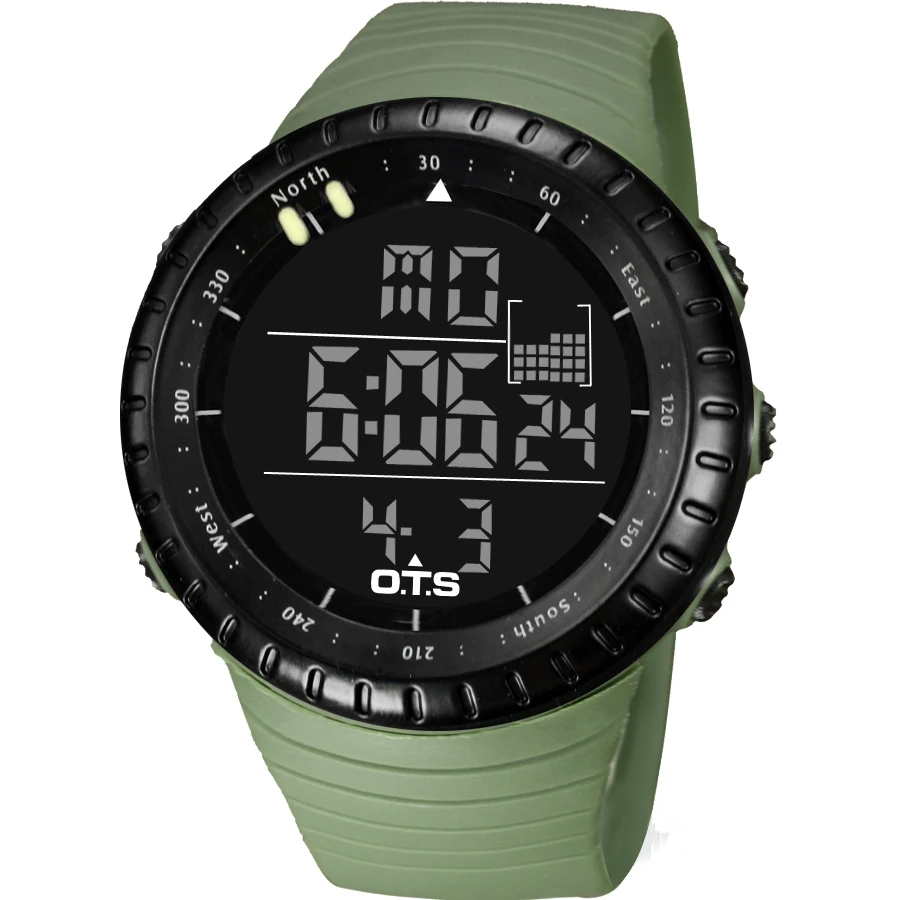 OTS прохладный черный винтажные часы мужские спортивные 50 м Professional waterproof большой