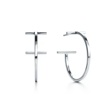 SHINETUNG Original S925 Sterling Silver Earrings T Font Trendy Earrings Women Logo Luxury High-End Jewelry