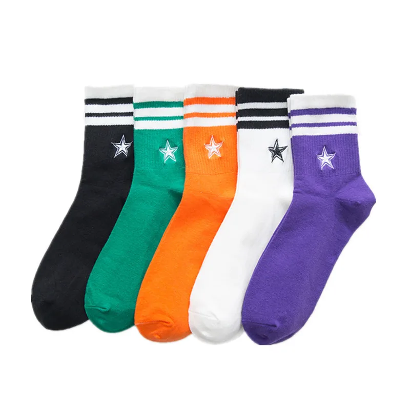 PEONFLY счастливые носки женские новые модные женские хлопковые носки в полоску со звездами красочные в школьном стиле повседневные корейские женские носки женские