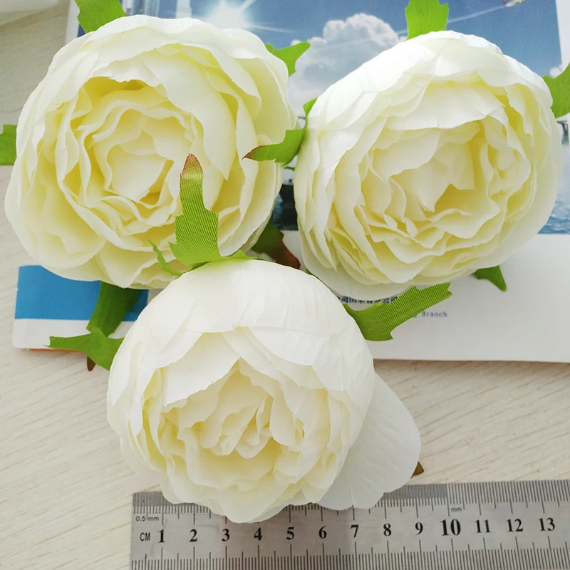10 шт. высокая имитация ядро Пион цветок голова Шелковый цветок DIY свадебный цветок стены фон украшение Шелковая Роза - Цвет: white 2