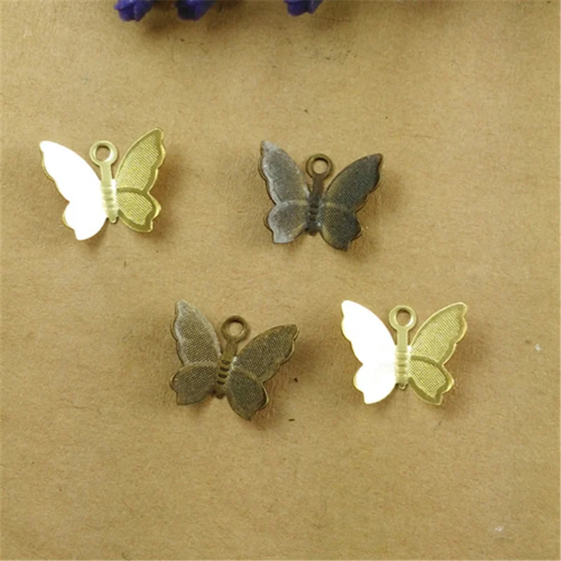 

100pcs/lot Silver/Rose Gold Color 11x13mm Animal Butterfly Charms For Handmade DIY Necklace Bracelet Jewelry Making Findings