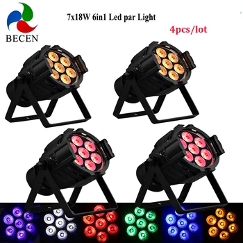 

LED Stage Lighting 7x18W RGBWA+UV 6in1 Mini Par Can Light DMX512 For Disco DJ Show Music KTV Christmas Party 4pcs/lot