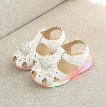 

Summer Hot Style Flower Children's Luminous Sandals Girl baotou Non-slip Sandals Kids Princess light shoes