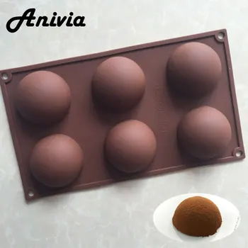 

6-cavity Silicone Mould Half Ball Sphere Baking Mold Bakeware DIY Chocolate Cupcake Cake, random colors, MF155