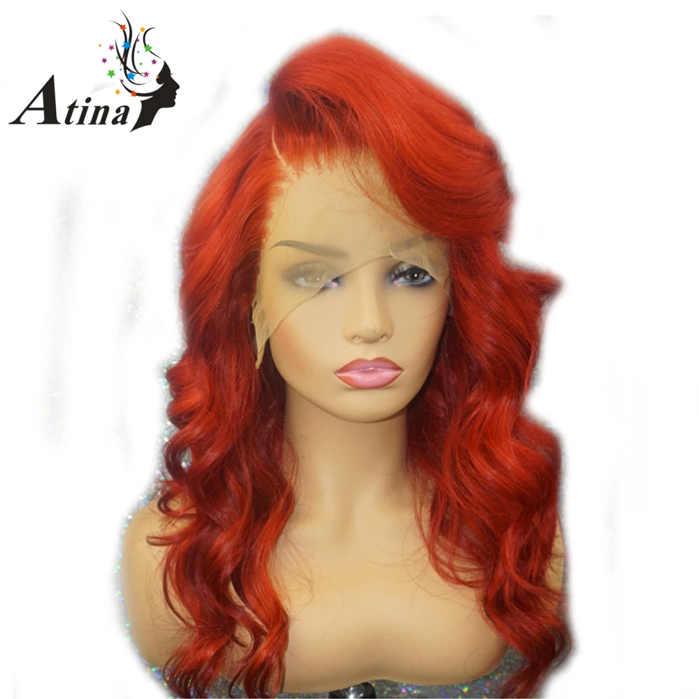 150% Density Wavy Glueless orange Human Hair Wigs Remy Indian Burgundy Women Preplucked and bleach knots lace wigs | Шиньоны и парики