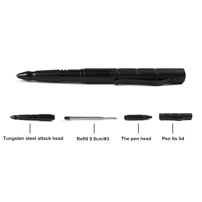 GENKKY Metal Ballpoint Pen Tactical pens tungsten steel unisex metal multifunctional ballpoint window tool pen 1PCS multifunction pen ink ballpoint pen