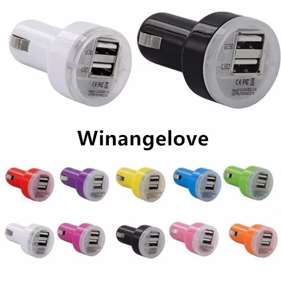 Winangelove 1000 шт./лот 2.1a+ 1A Dual USB Автомобильное Зарядное устройство для iPhone 7 6 5 5S для Samsung Примечание 2 3 S4 S5