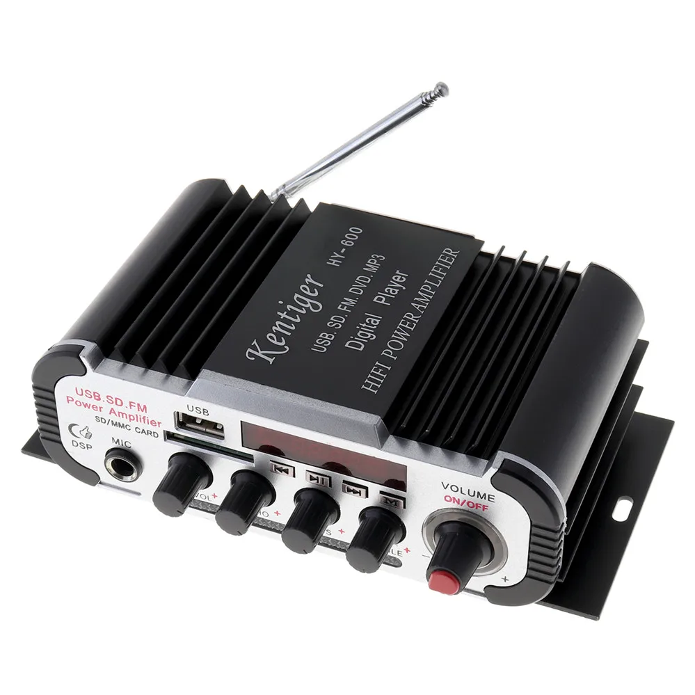 Универсальный 2CH Hi Fi 12V автомобильный аудио усилитель мощности fm радио USB MP3 стерео