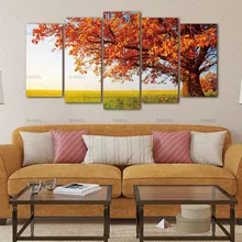 

5 Plane Wall Painting Canvas Art Pictures Autumn Tree Modular Painting On The Wall Home Decoration For Living Room No Framed