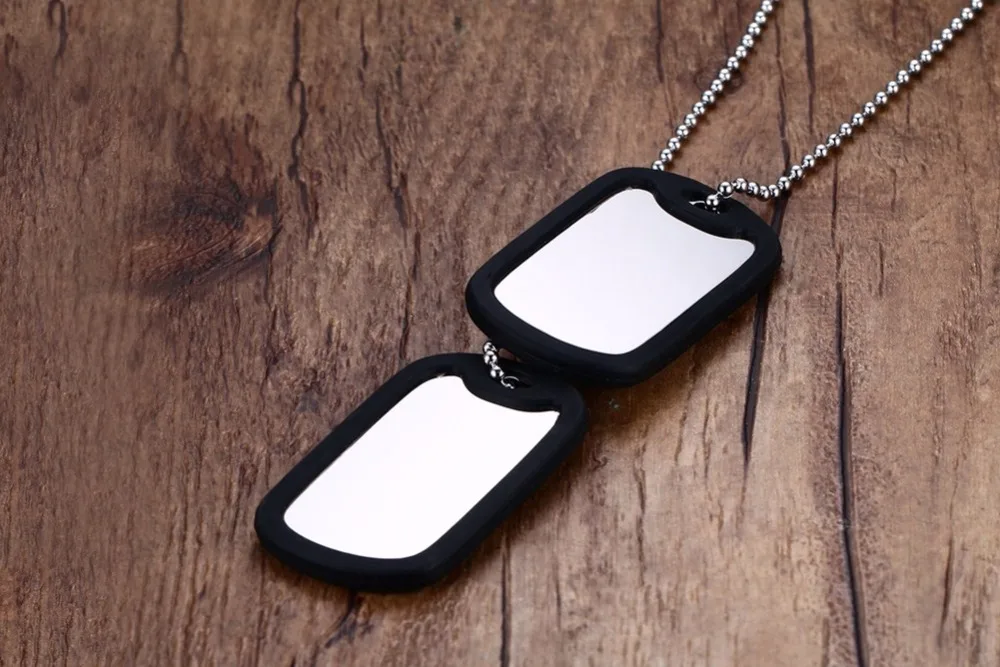 Mens Necklace Stainless Steel military double Dog tag Pendant 17