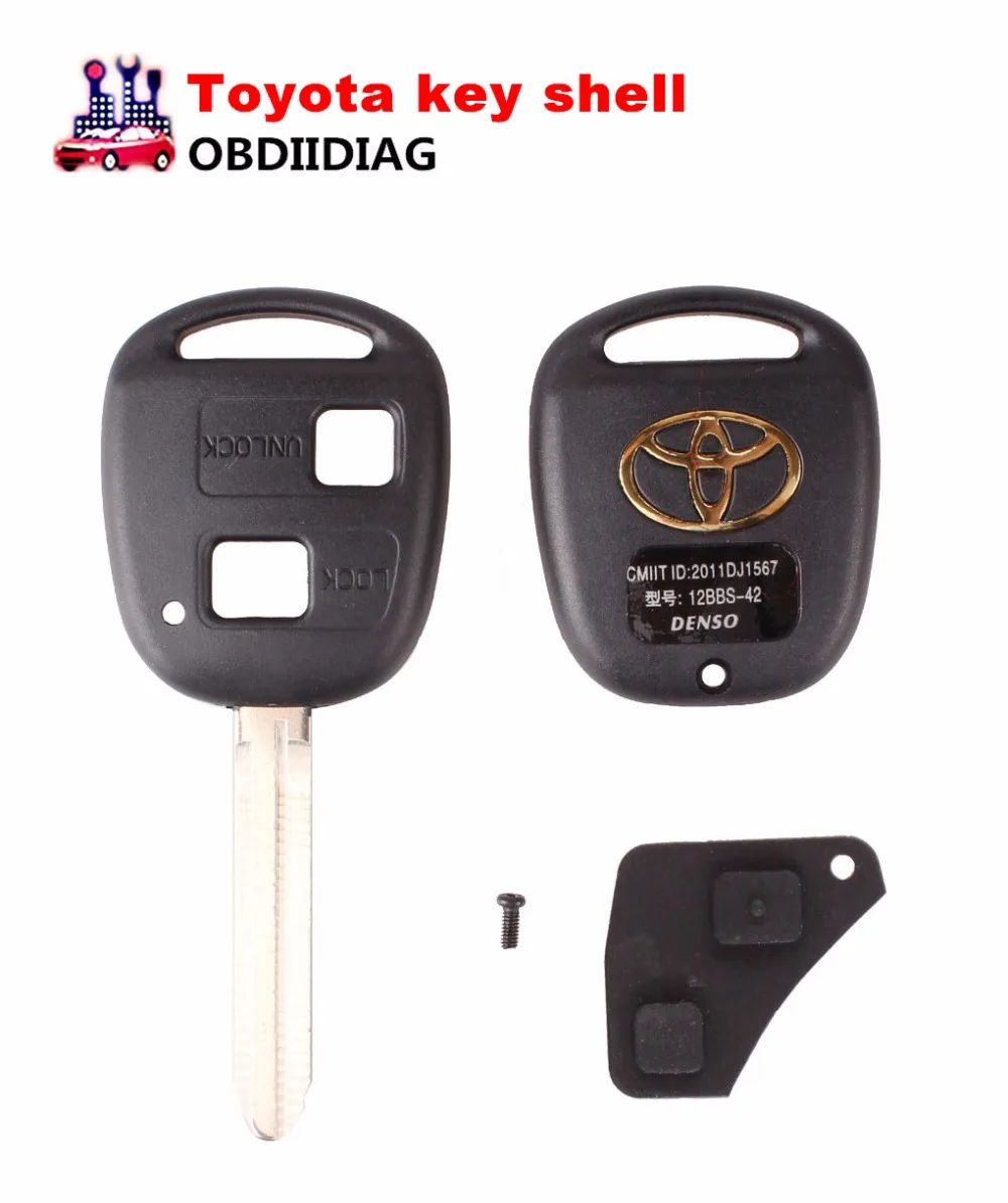 

Uncut Replacement Blank Remote Key Shell Case for T-oyota Avensis Yaris Auris 2 Buttons Key Cover with rubber pad