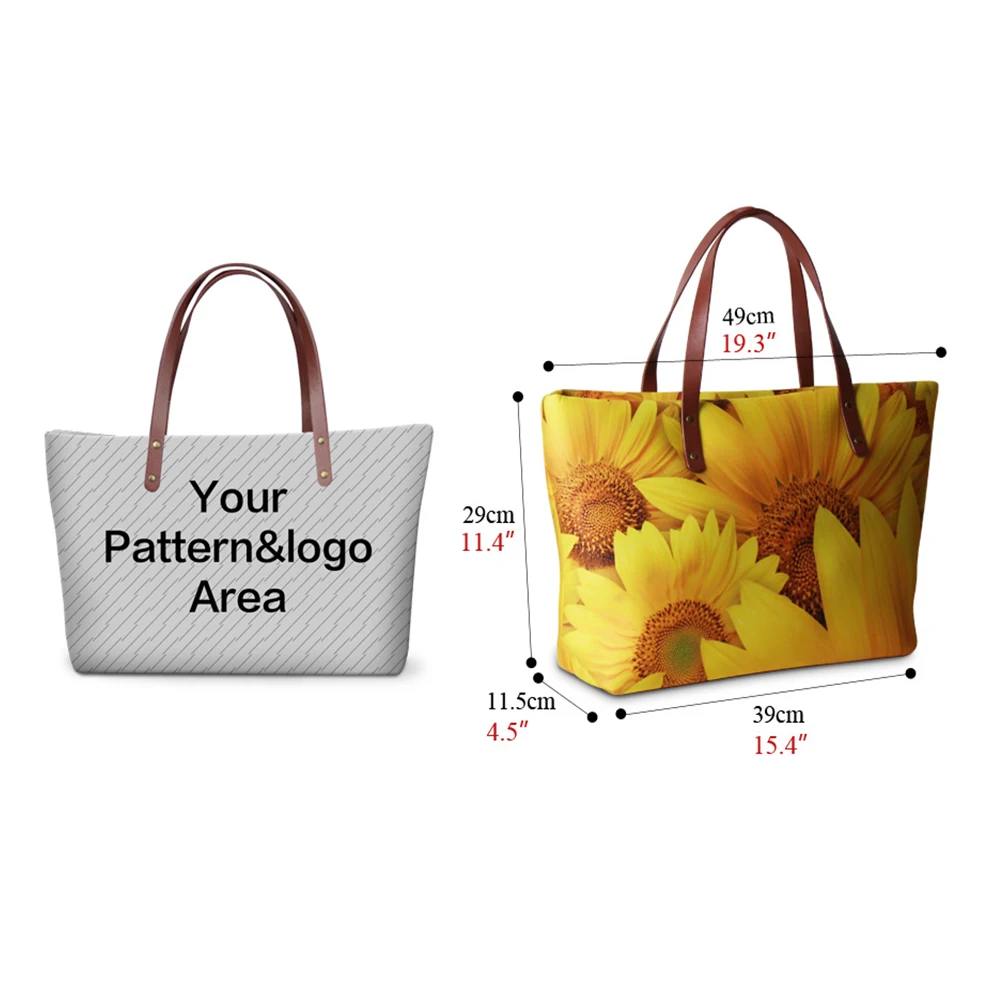 Noisydesigns 3D Customize Your Personalized Pattern Bags Drop Shipping Canvas Shopping Bag Women Large Handbags Tote Crossbody