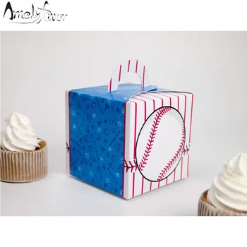 

Sports Theme Baseball Square Favor Box Candy Gift Box Cupcake Box Sport Meeting Birthday Decorations Party Container Supplies