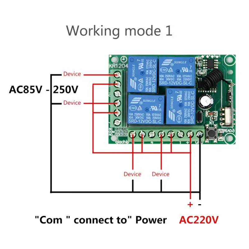 Злой обезьяны 433 МГц Универсальный Беспроводной дистанционного Управление выключатель AC 85V~ 250V 220V 4 канала модуль приемника радиорелейной линии и радиочастотный Управление