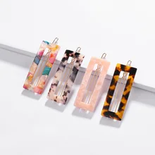 Новое поступление, винтажные женские акриловые заколки для волос из ацетата, заколки для волос, Леопардовый принт, прямоугольные геометрические заколки, аксессуары для девочек