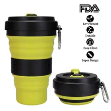 Складная силиконовая чашка для путешествий-Подлинная Складная чашка для питья объемом 550 мл с крышкой, без бисфенола, воды, кофе, чая для внутреннего и наружного использования