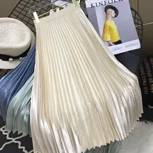 Miyake Весенняя новая Корейская металлическая атласная юбка с надписью, Длинная женская юбка