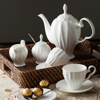 

2017 11 Piece/Set High Quality Bone china coffee cup set Simple life afternoon tea chinese tea set cup gift set white