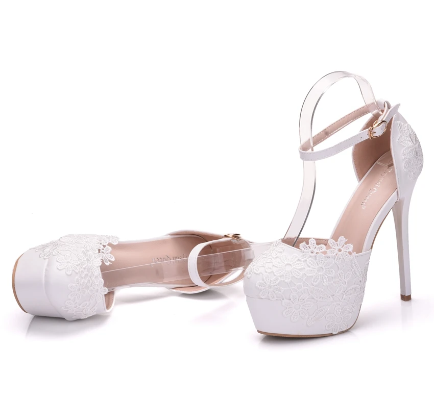 С украшением в виде кристаллов queen цветок свадебные туфли с кружевом открытые, на высоком каблуке Baotou платье Обувь, сандалии Для женщин обувь; Новинка; для женщин; на платформе; модельные туфли для невесты