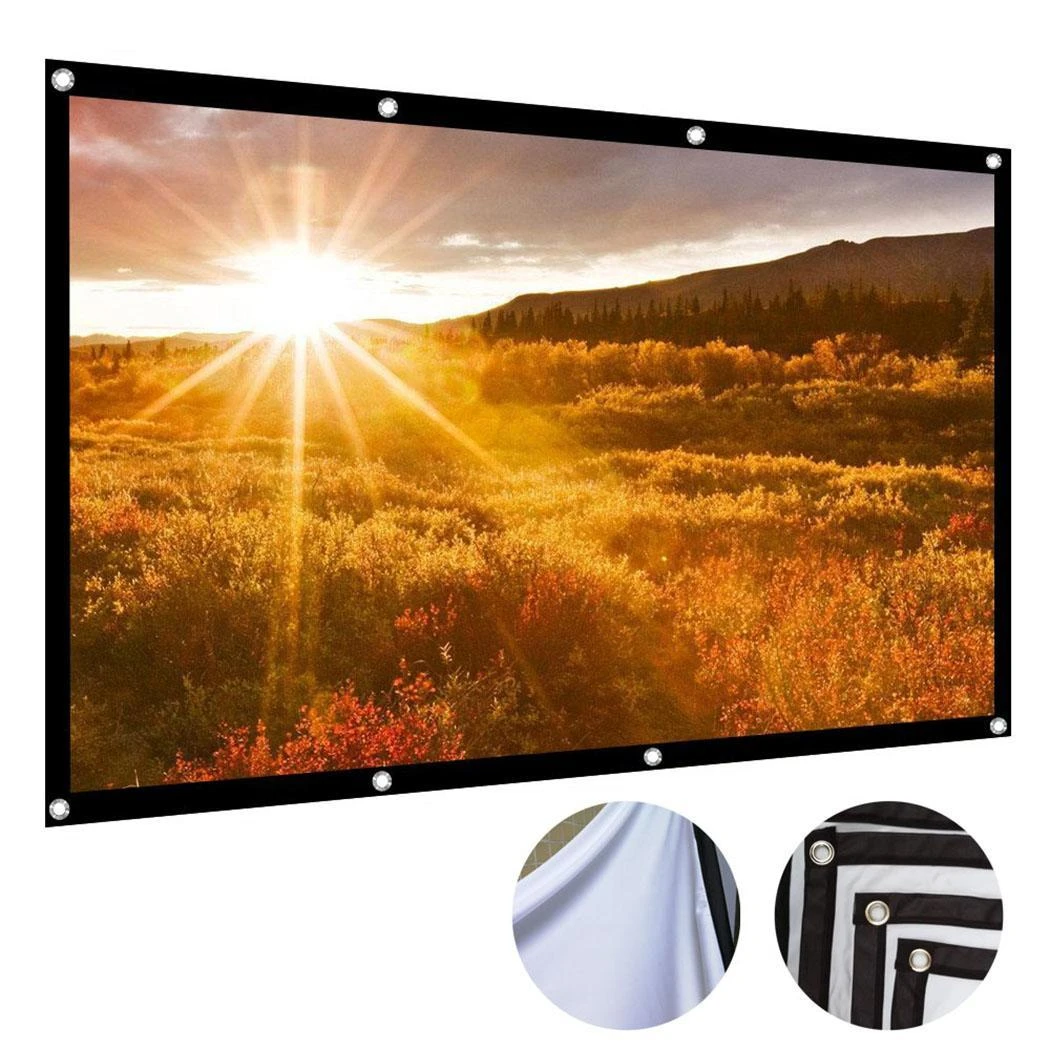 新いいえしわ黒両面折りたたみ Hd ムービープロジェクタースクリーン 16 9 4 3 背景布白 Projection Screens Aliexpress