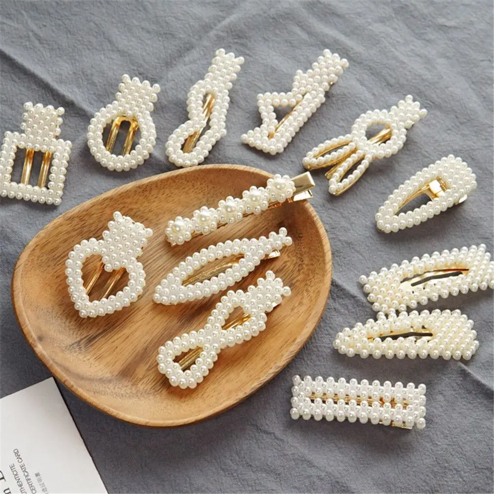 

1pcs Fashion Women Pearl Hair Clip Snap Barrette Stick Hairpin Bobby Pin Alligator Hair Clips Hair Accessories Gift