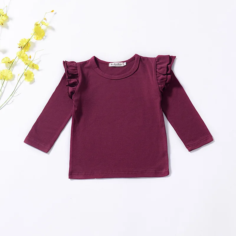 

1-5T girls t shirt cotton solid baby girl long sleeve o neck raglan for kids