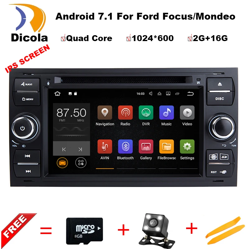 

Android7.11 2 Din 7 Inch Car DVD Player For Ford/Focus/Mondeo/Transit/C-MAX/Fiest With GPS Navigation Radio BT 1080P Ipod FM Map