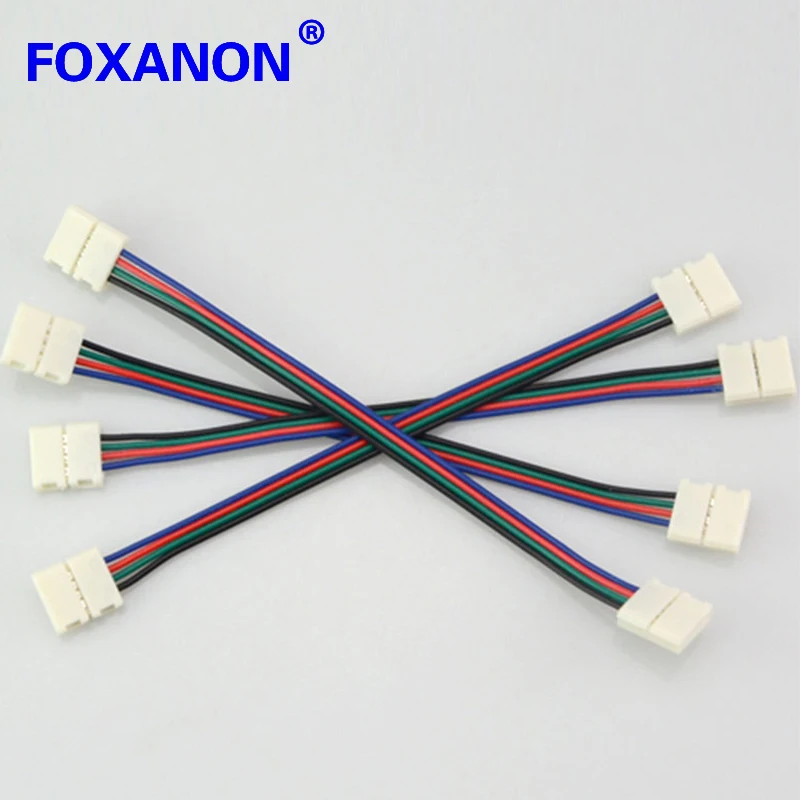4 контактная RGB Светодиодная лента марки Foxanon без пайки двойной разъем зажим для кабеля Удлинительный провод