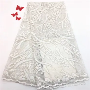 

Lace Ribbon High Quality African French Net Laces With Sequins Embroidery Swiss Voile Wedding Tulle Lace Fabric