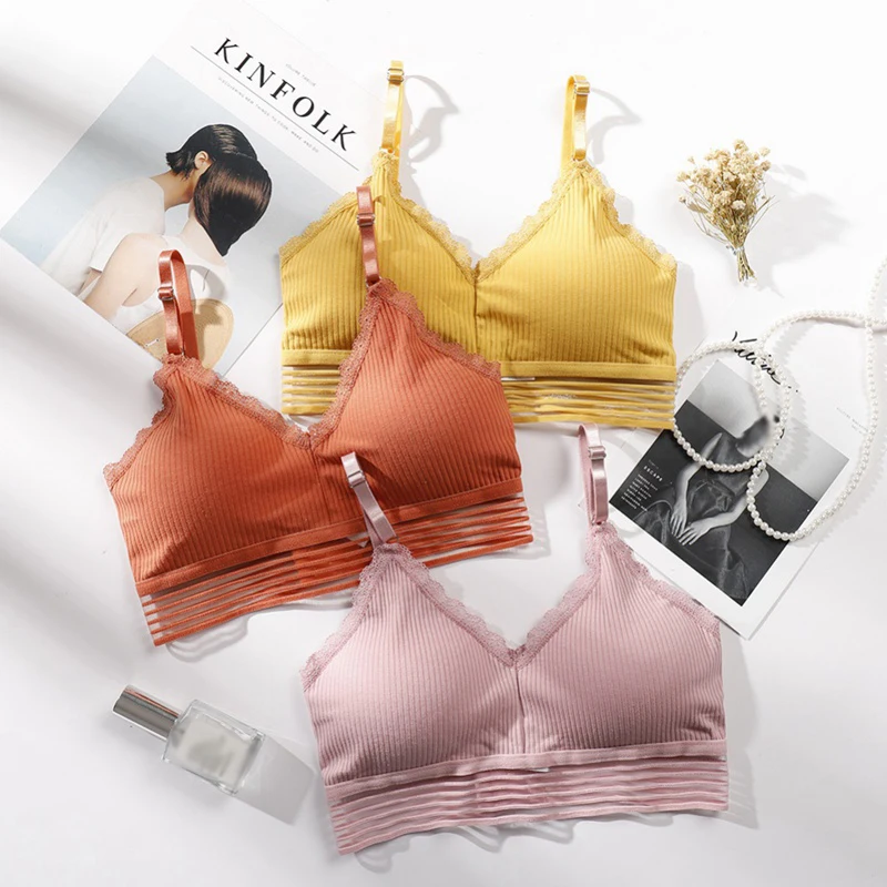 

New Fashion Wire Free Bras Sexy Lingerie Cotton Bralette Underwear Women Seamless Push Up Bra